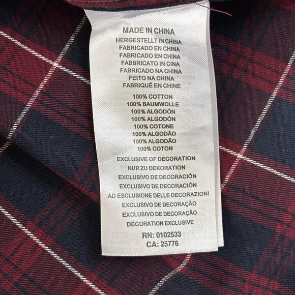 Indian Motorcycle Flannel Mens S Red/Blue Plaid Short Sleeve Button Down Bikers - Picture 13 of 16